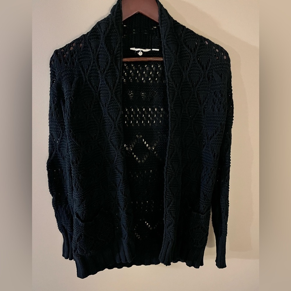 Lucky Brand Denim Co. black crochet cardigan